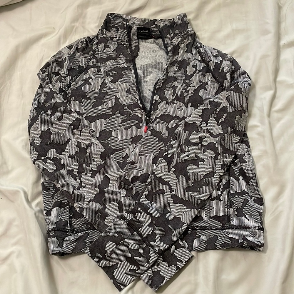 Spyder Active Black and Grey Camp Zip up Longsleeve